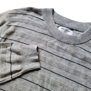 Precedent Los Angeles Gray Striped Cashmere Blend Sweater - Men's Size M
